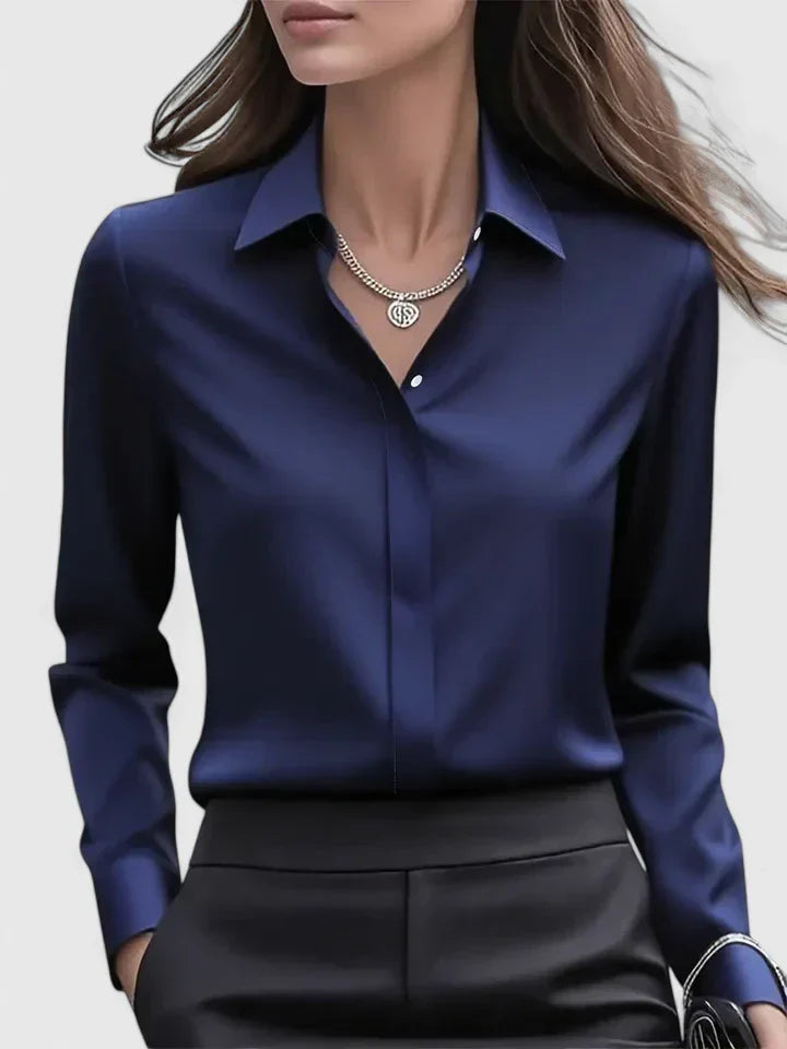 Ellen | Women's Long Sleeve Elegant Button-Down Top with Buttons