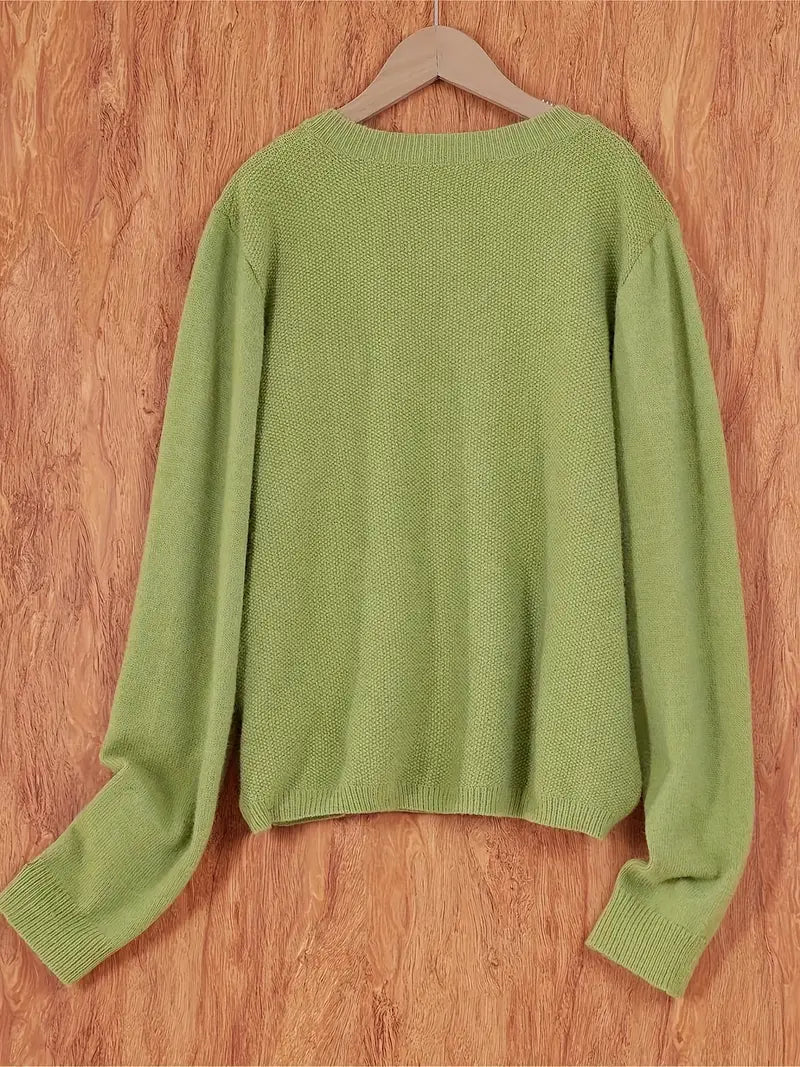 Eugenia | Women's Round Neck Cardigan with Buttons and Pocket