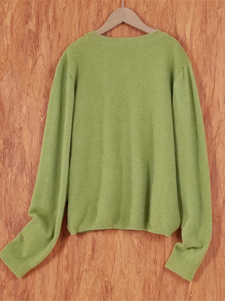 Eugenia | Women's Round Neck Cardigan with Buttons and Pocket