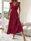 Olivia™ - Elegant Deep V-Neck Ruffled Maxi Dress