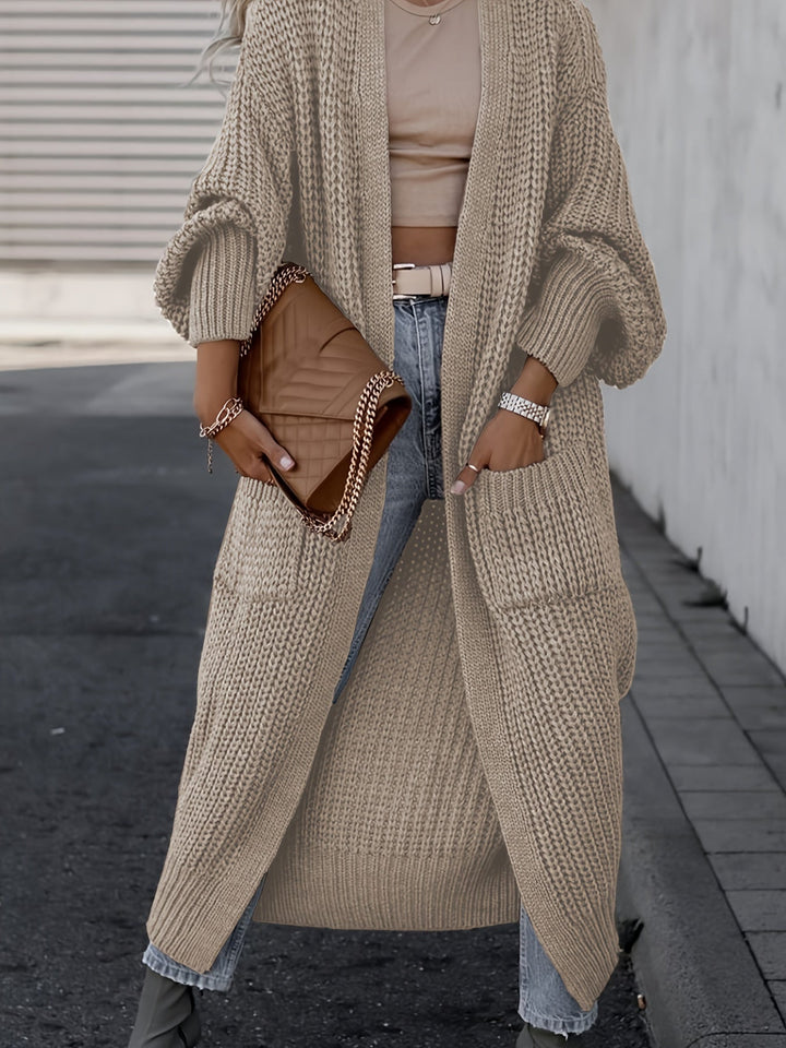 Women's Maxi Cardigan with Long Sleeves and Pockets