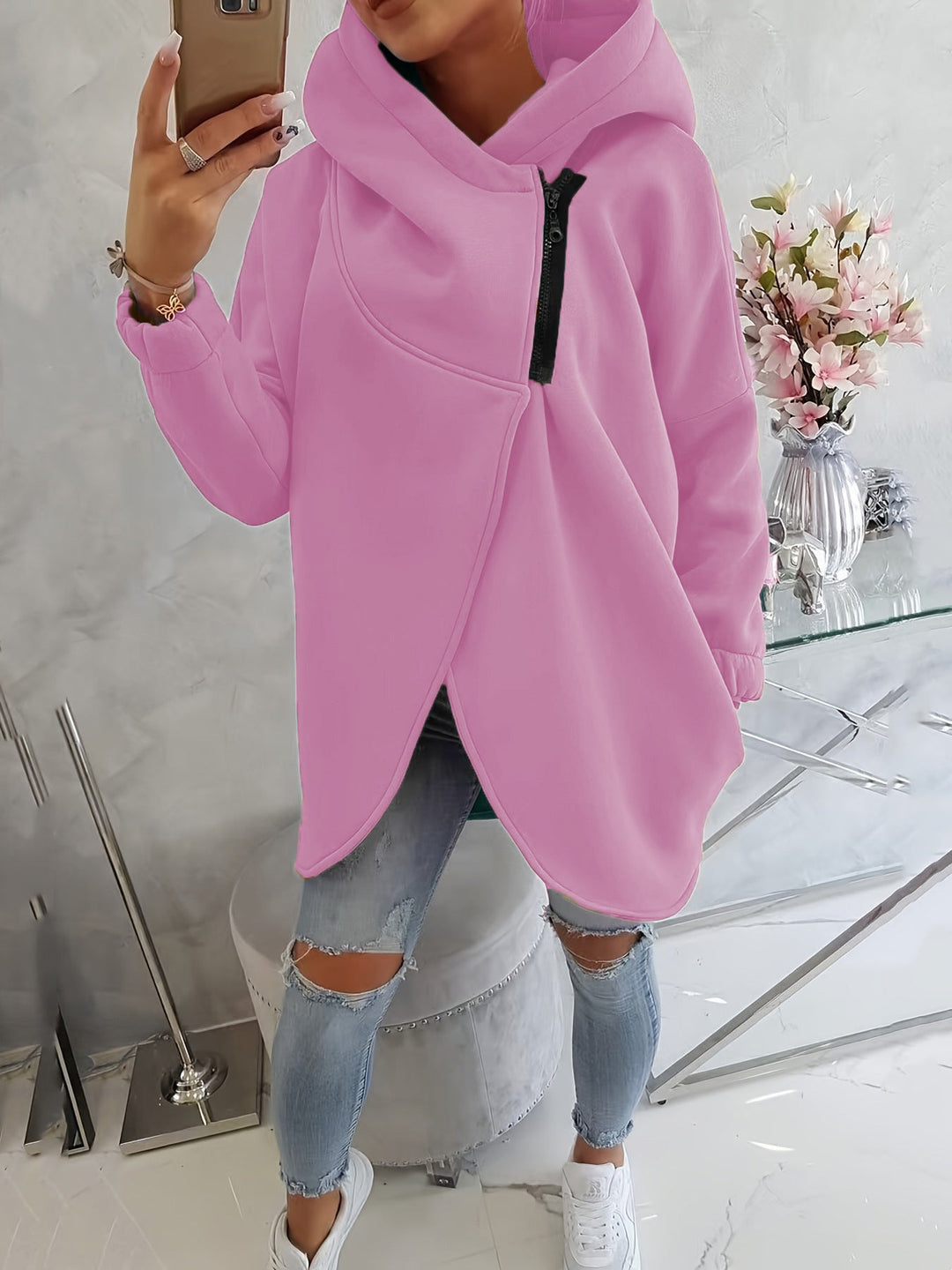 Emma | Women's Long Sleeve Comfortable Zip-Up Hoodie with Pockets