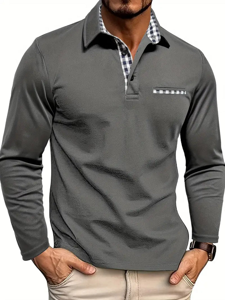 Max | Men's Tailored Long Sleeve Polo Shirt with Pockets
