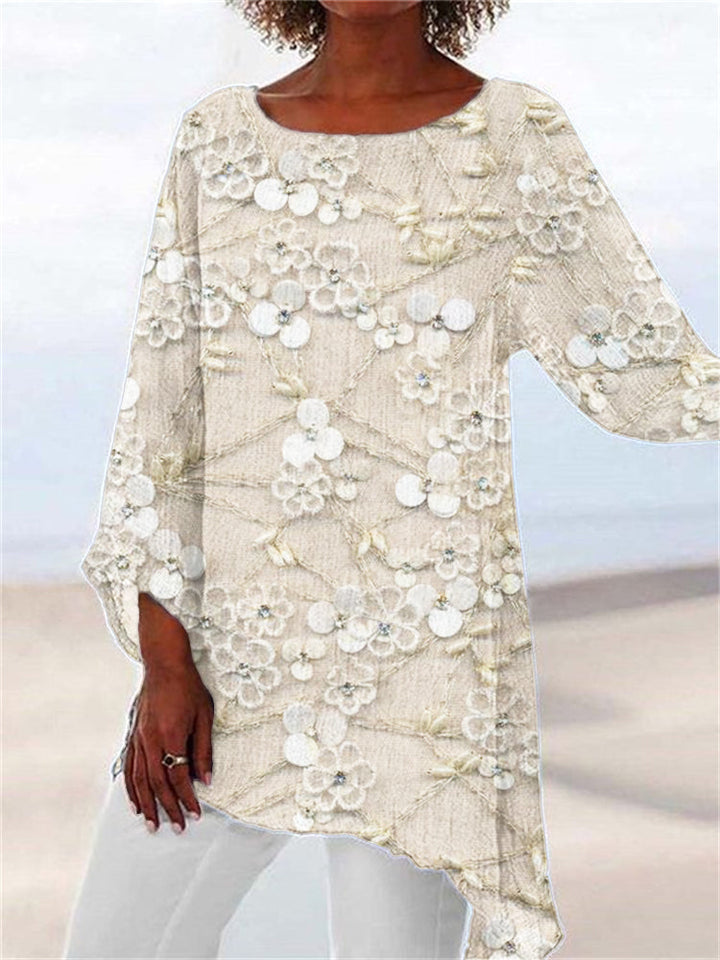 Ivendra | Floral Crystal Bloom Print Top