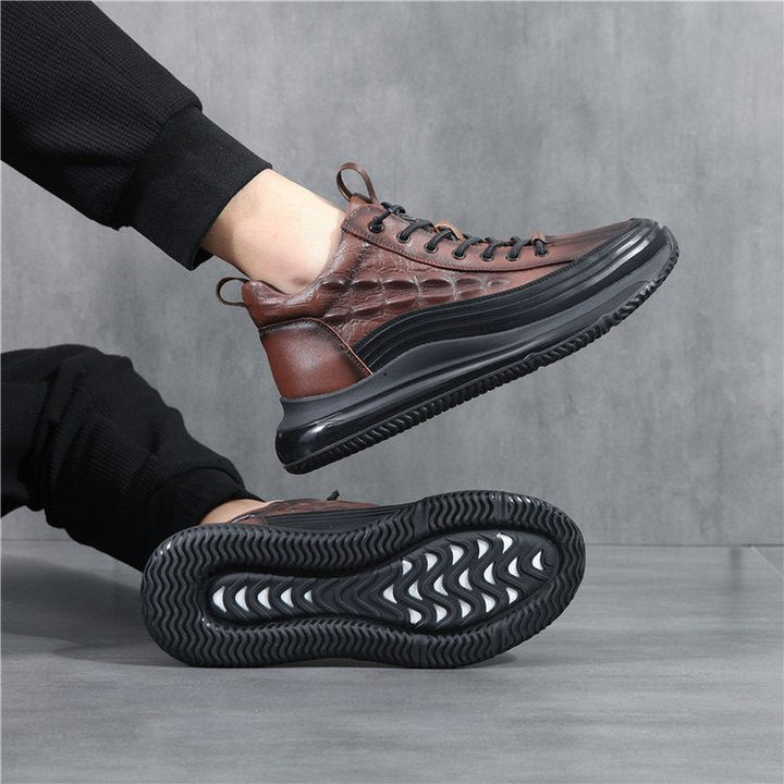 Men's Crocodile Print Lace-Up Sneakers