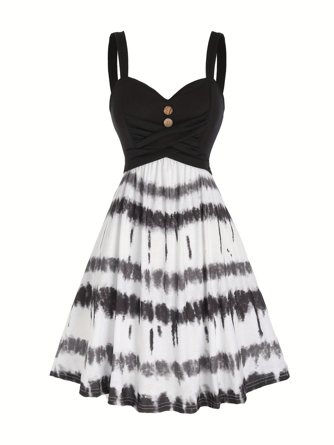 Gisele | Women's V-Neck Maxi Comfortable Tie-Dye Sleeveless Summer Dress with Buttons