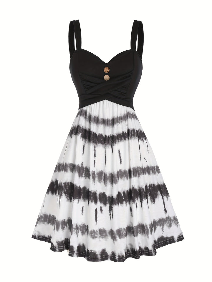 Gisele | Women's V-Neck Maxi Comfortable Tie-Dye Sleeveless Summer Dress with Buttons