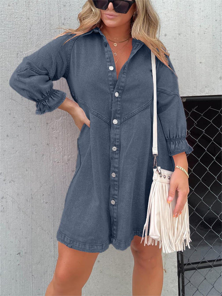 Galilea | Women's Chic Turn-Down Collar Midi Dress