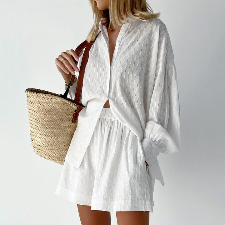 Elizabeth | Women's Breezy Shirt And Shorts Set with Buttons