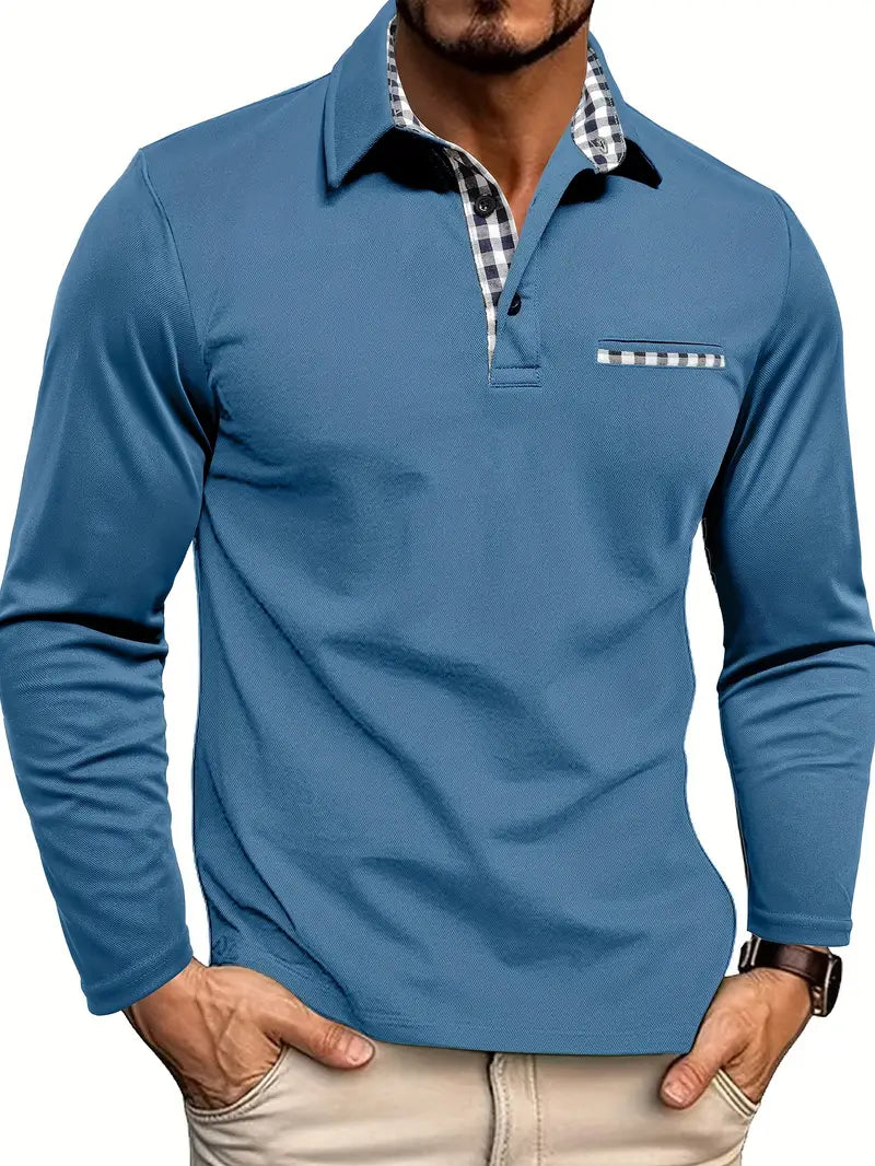 Max | Men's Tailored Long Sleeve Polo Shirt with Pockets