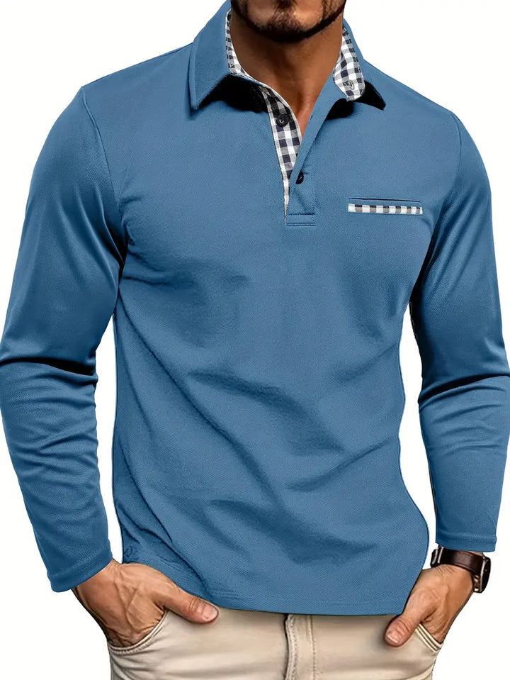 Max | Men's Tailored Long Sleeve Polo Shirt with Pockets