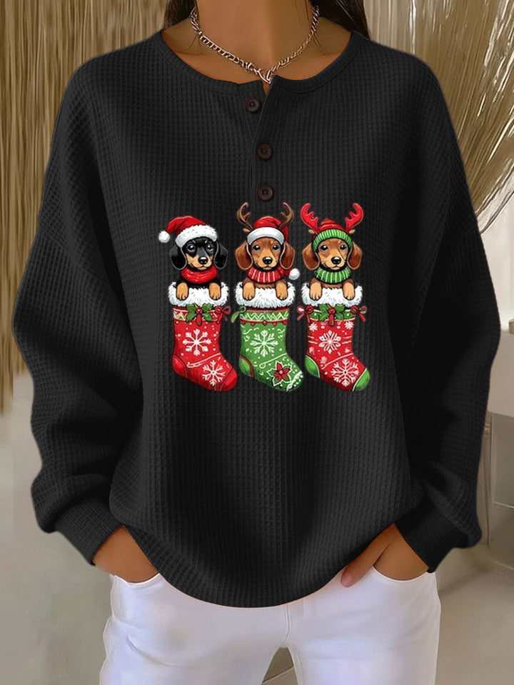 Grethe | Women's Vintage Christmas Sweater with Dog Motif