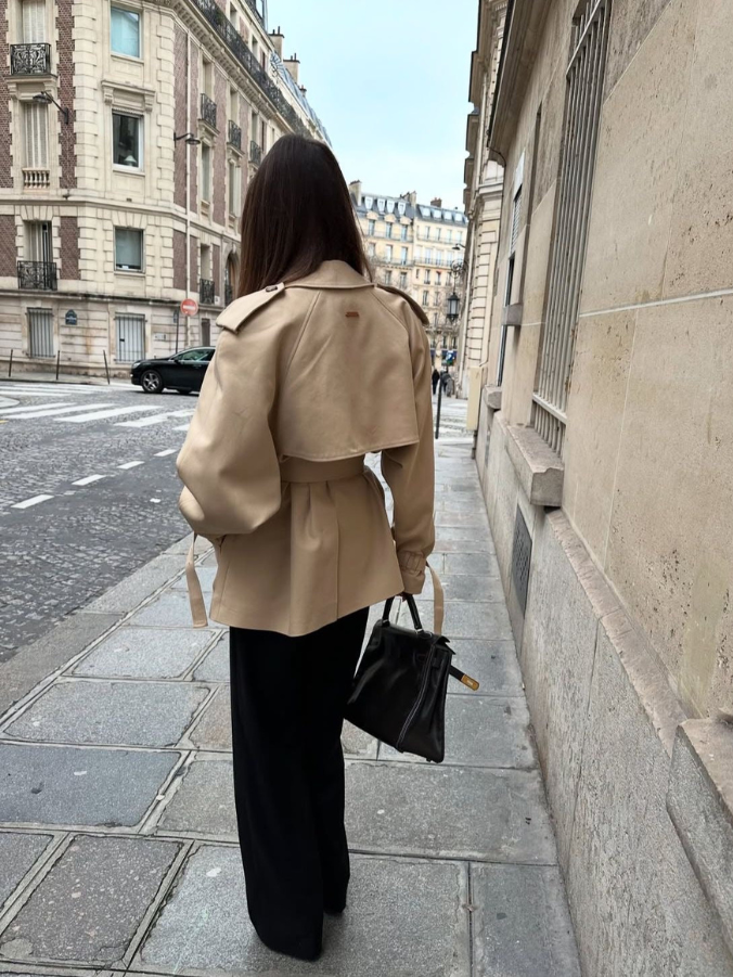 Women's Stand Collar Long Sleeve Jacket with Belt and Buttons