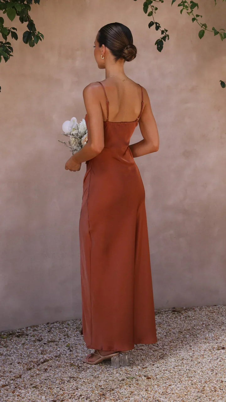 Women's Square Neck Maxi Dress with Side Slit