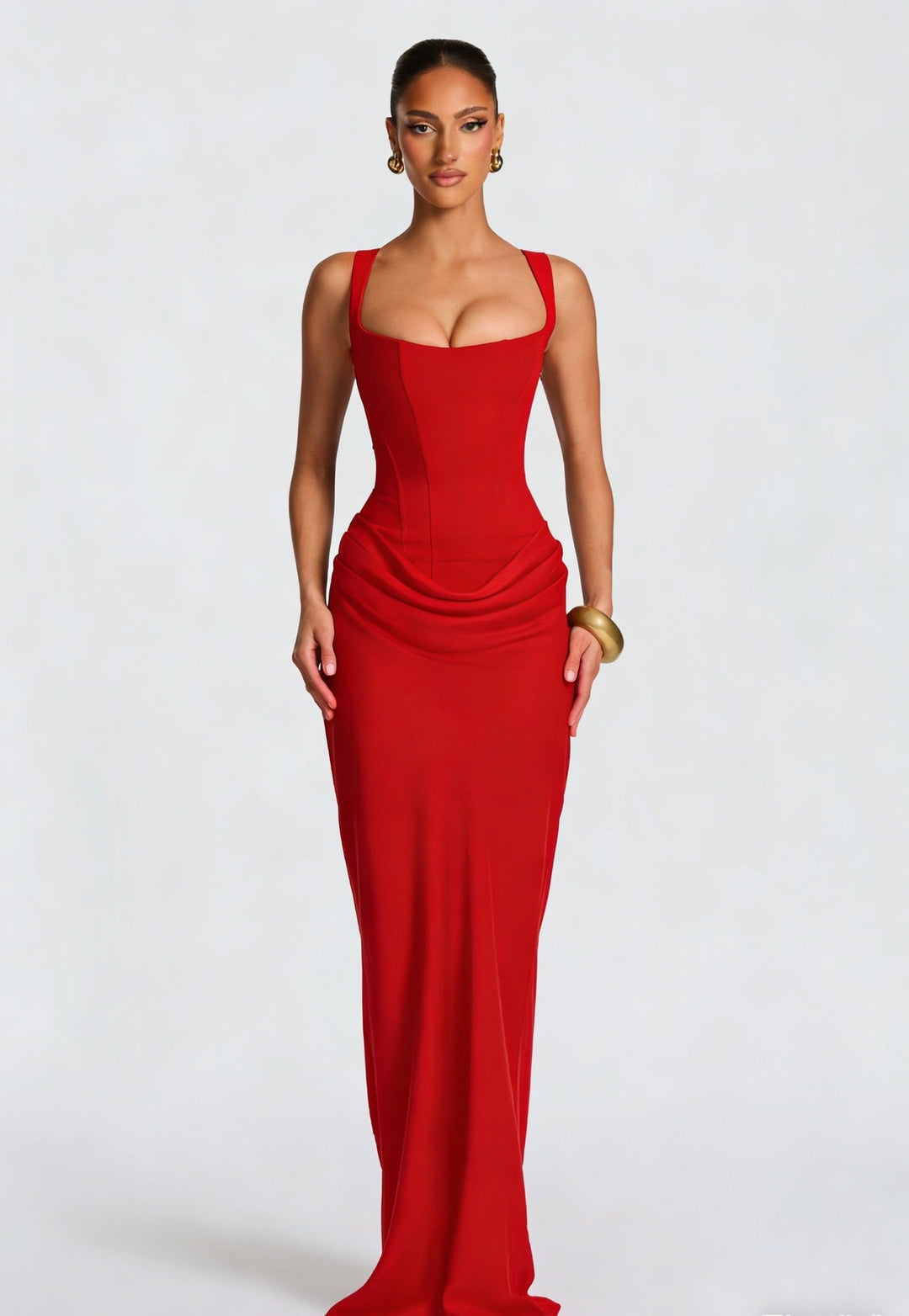 Women's Square Neck Sleeveless Maxi Dress