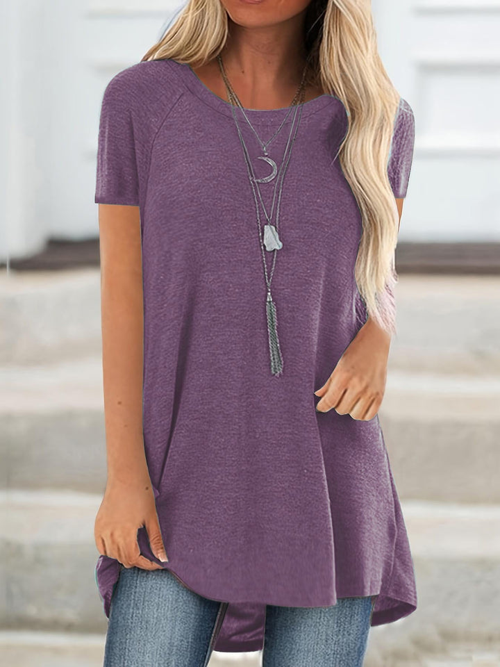 Faye | Relaxed Casual Longline Crew Neck T-Shirt