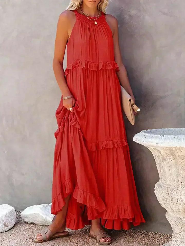 Landry | Women's Mini Chic Ruffle Trim Sleeveless Dress