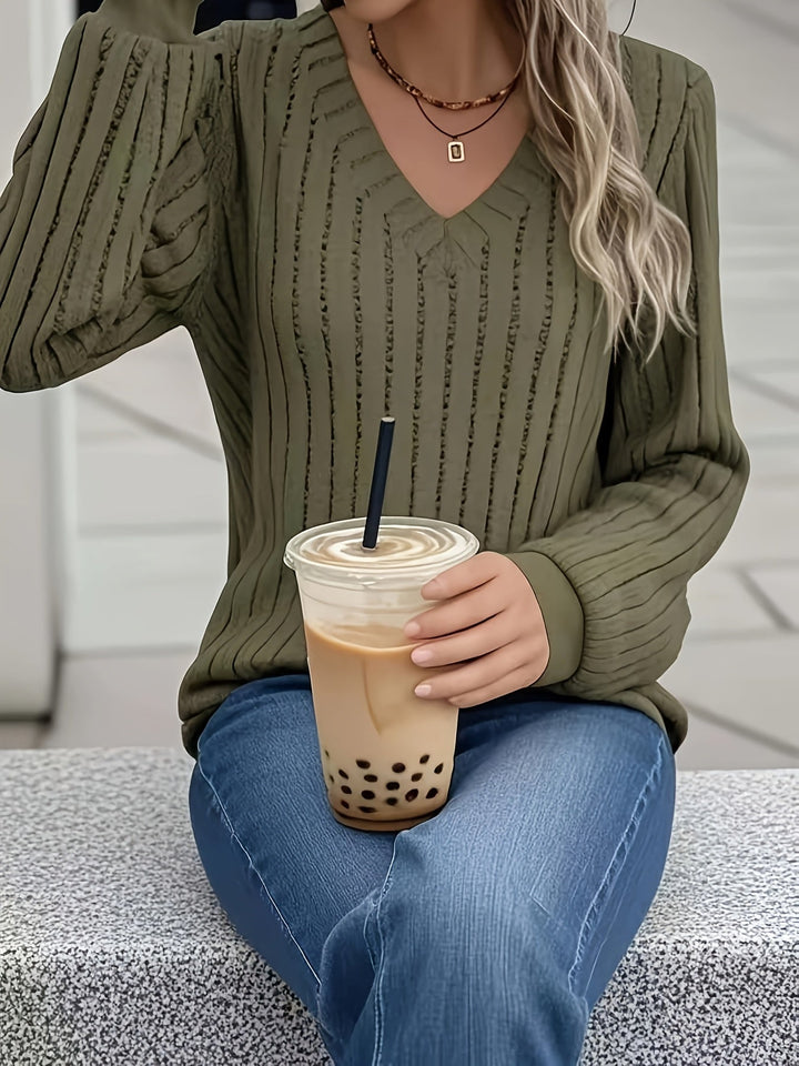 Joan | Women's Relaxed Stylish V-Neck Sweatshirt with Buttons