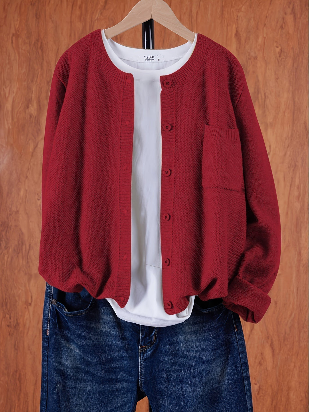 Eugenia | Women's Round Neck Cardigan with Buttons and Pocket