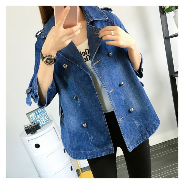 Sezina™ – Stylish Denim Cape Coat