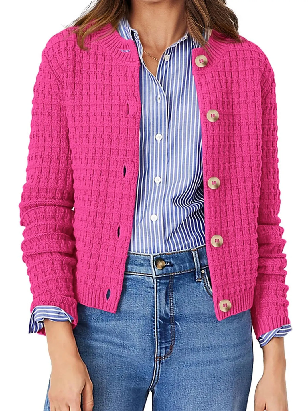 Harper | Women's Cardigan with Button Placket and Buttons