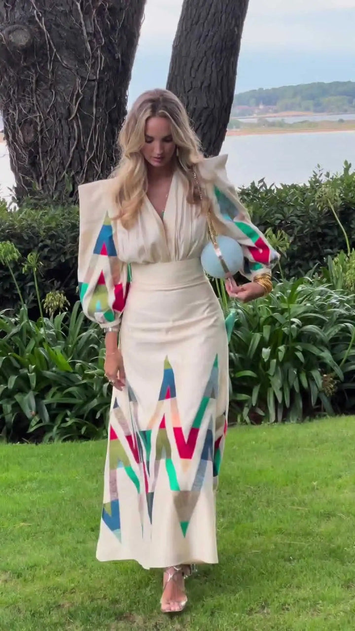 Eleni | Tailored Printed V-Neck 2-Piece Set