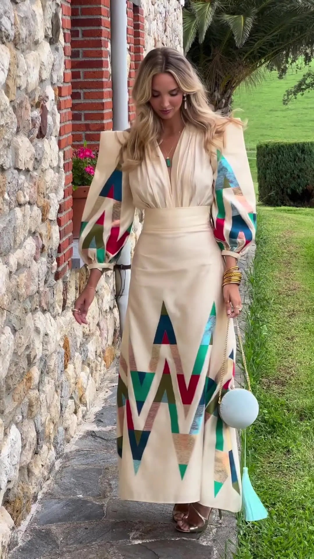 Eleni | Tailored Printed V-Neck 2-Piece Set