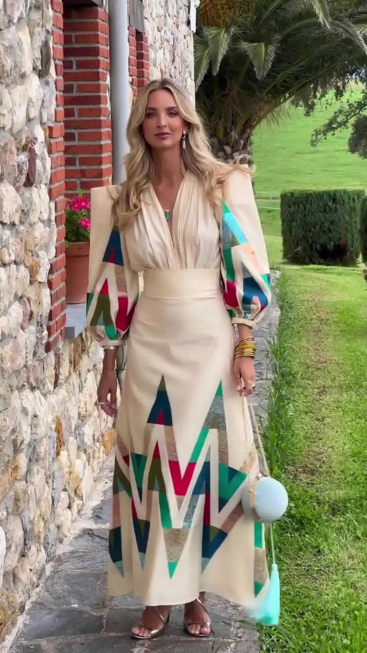Eleni | Tailored Printed V-Neck 2-Piece Set