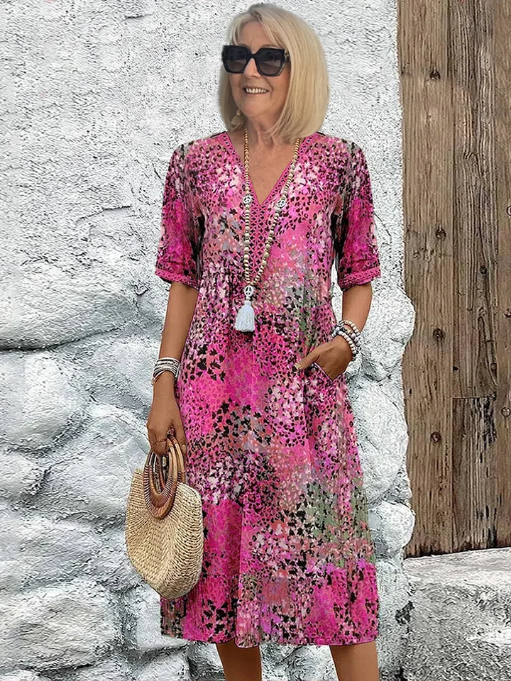 Dania | Women's Loose Vibrant Midi Dress with Pockets