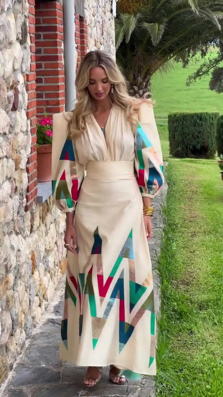 Eleni | Tailored Printed V-Neck 2-Piece Set