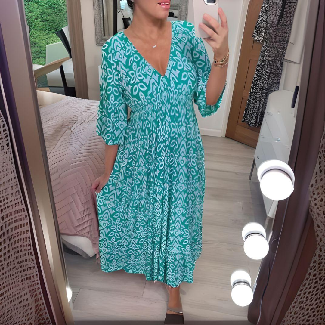 Malina | Women's Summer Flare Sleeve Long Beach Dress