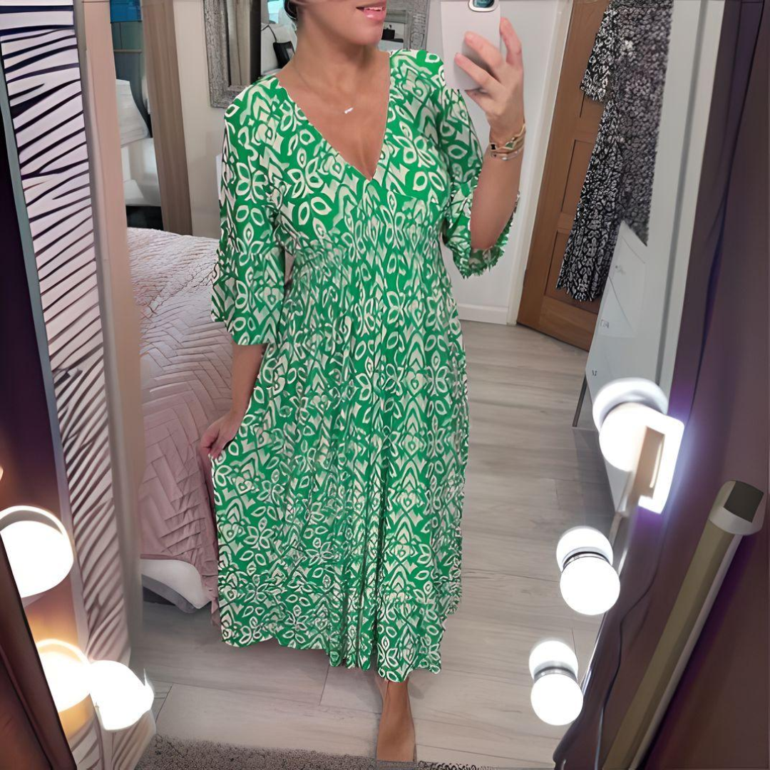 Malina | Women's Summer Flare Sleeve Long Beach Dress