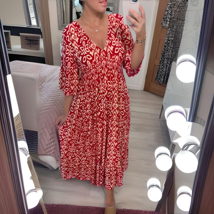 Malina | Women's Summer Flare Sleeve Long Beach Dress