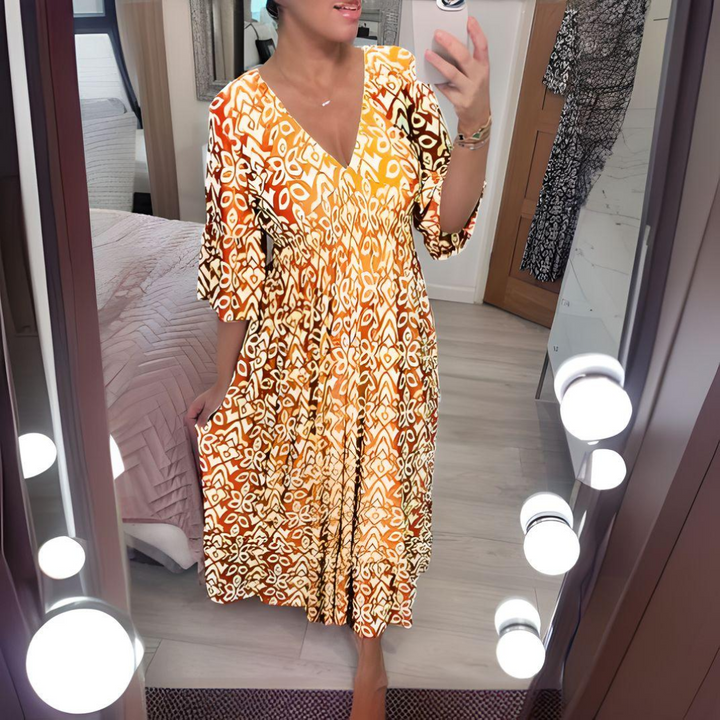 Malina | Women's Summer Flare Sleeve Long Beach Dress