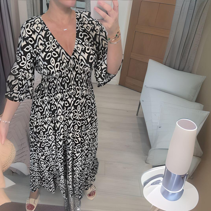 Malina | Women's Summer Flare Sleeve Long Beach Dress