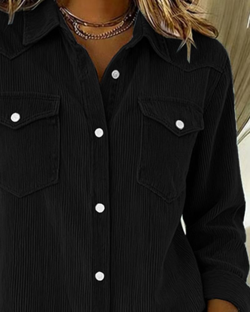 Lyra | Women's Classic Long Sleeve Shirt with Notch Collar and Buttons