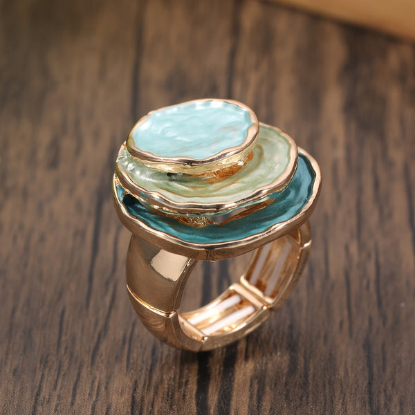 Three-Layered Boho Enamel Ring