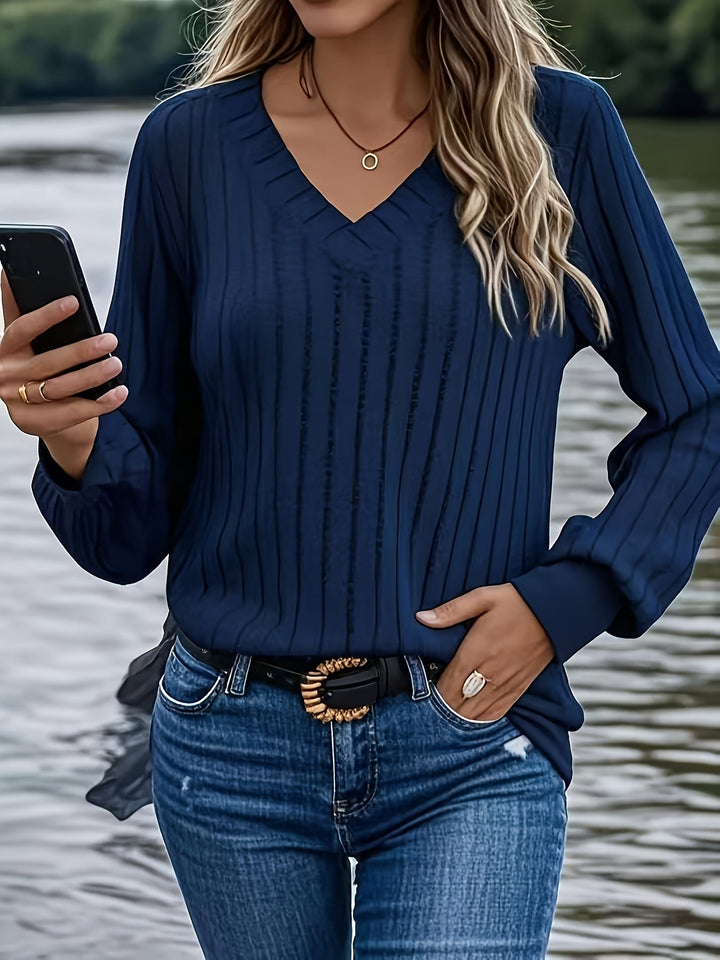 Joan | Women's Relaxed Stylish V-Neck Sweatshirt with Buttons