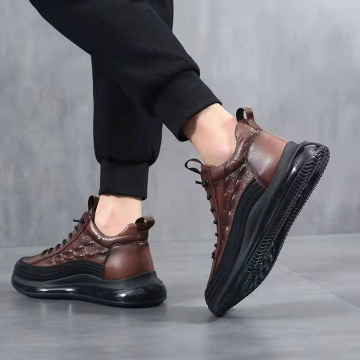 Men's Crocodile Print Lace-Up Sneakers