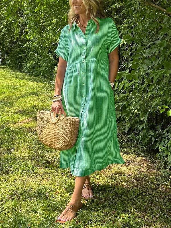 Gwen | Women's Striped Shirt Dress with Pockets
