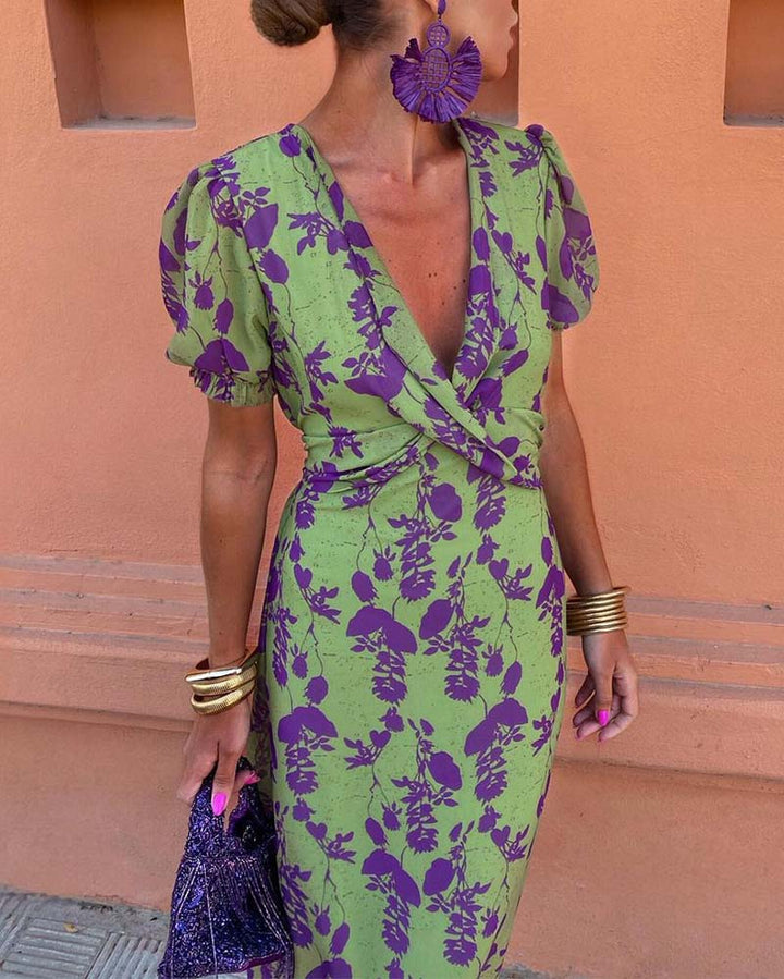 Della | Women's Mini Pleated Floral Print Boho Dress
