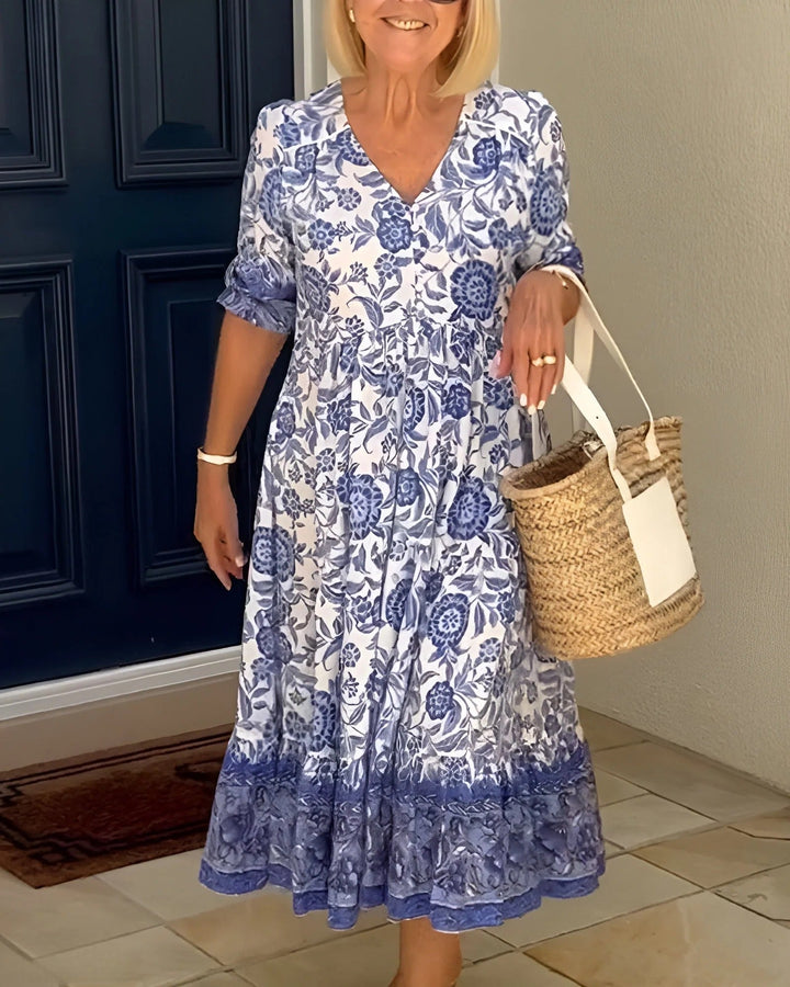Luna | Women's Mini Elegant Floral V-Neck Dress