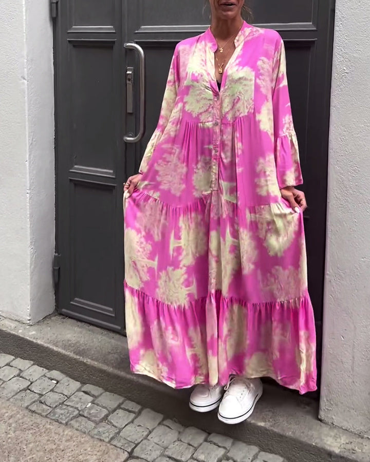 Giavanna | Women's Relaxed Mini Casual Flared Sleeve Long Printed Dress