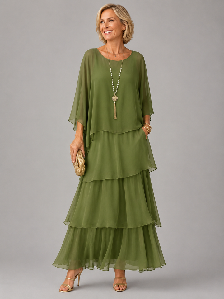 Lara | Women's Round Neck Maxi Dress with Pockets