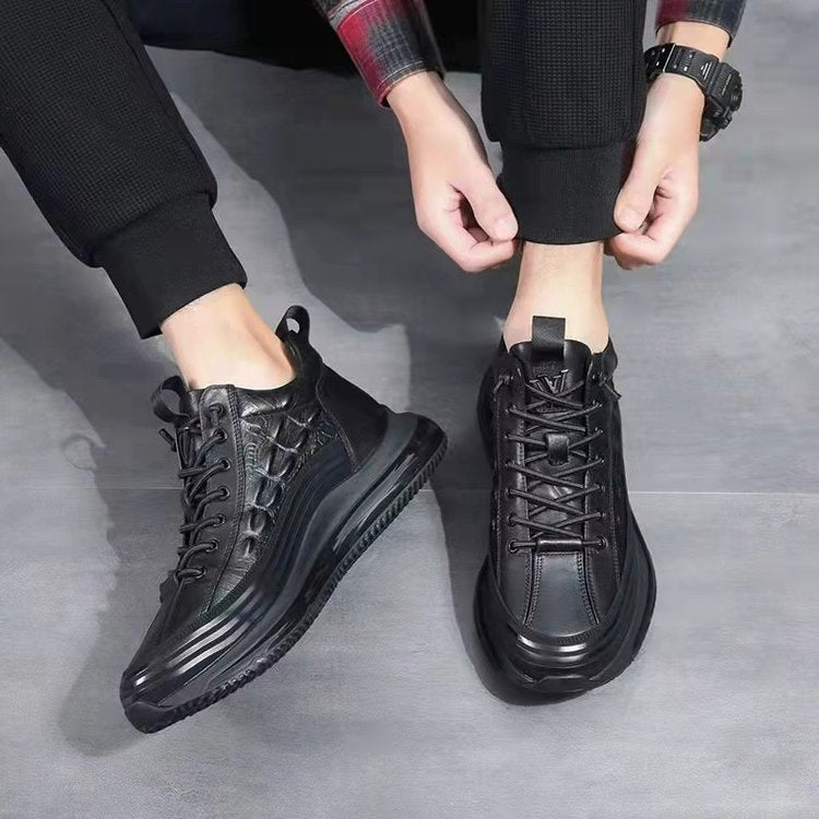 Men's Crocodile Print Lace-Up Sneakers