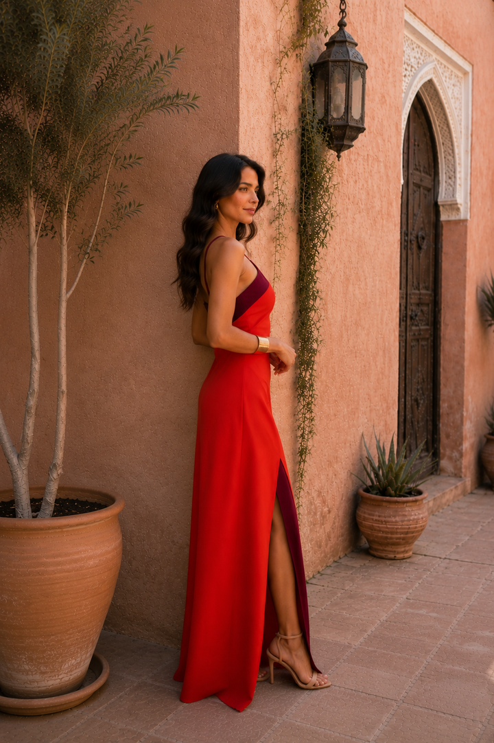 Women's Halter Neck Maxi Dress with Side Slit