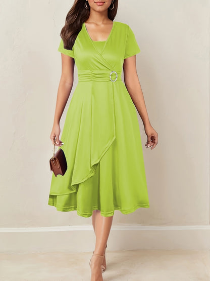 Hilda™ - Elegant Rhinestone V-Neck Evening Dress