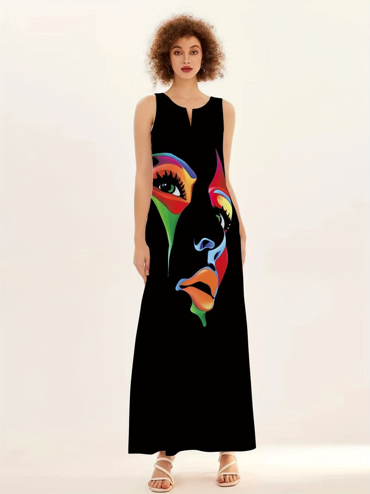 Honor | Women's Chic Mask Print Maxi Dress