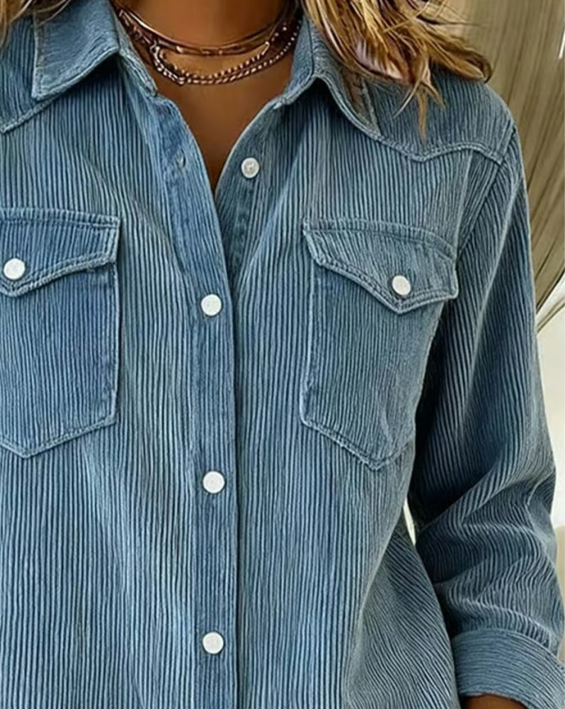 Lyra | Women's Classic Long Sleeve Shirt with Notch Collar and Buttons