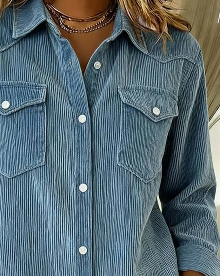 Lyra | Women's Classic Long Sleeve Shirt with Notch Collar and Buttons